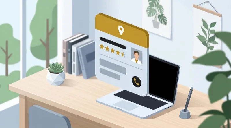 Google My Business für Arztpraxen – Profil-Karte mit Karten-Pin und Bewertungen